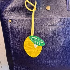 Lemon Bag Charm Yellow Lemon Fruit Purse Charm NEW FAST SHIP Beaded Charm